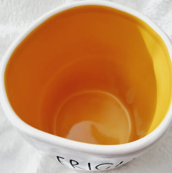 Nwt Rae Dunn  mug cup coffee tea oversized FRIGHT NIGHT HALLOWEEN ORANGE INSIDE - Picture 3 of 4